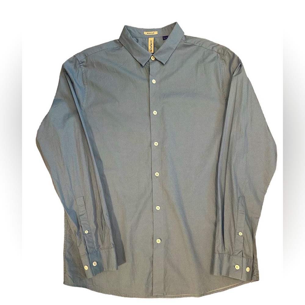 Artifact Blue Geometric Print Regular Fit Stretch Button Up Size M